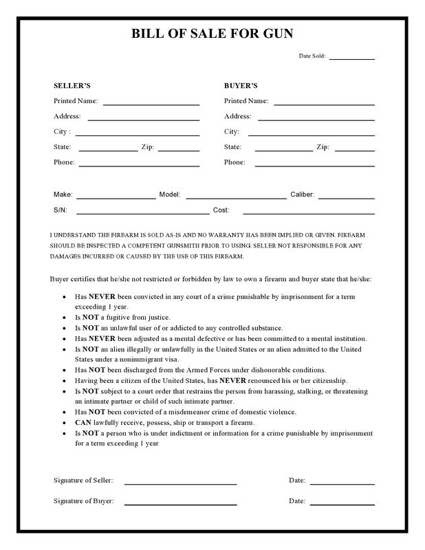 Weapon (Gun) Receipt Kind